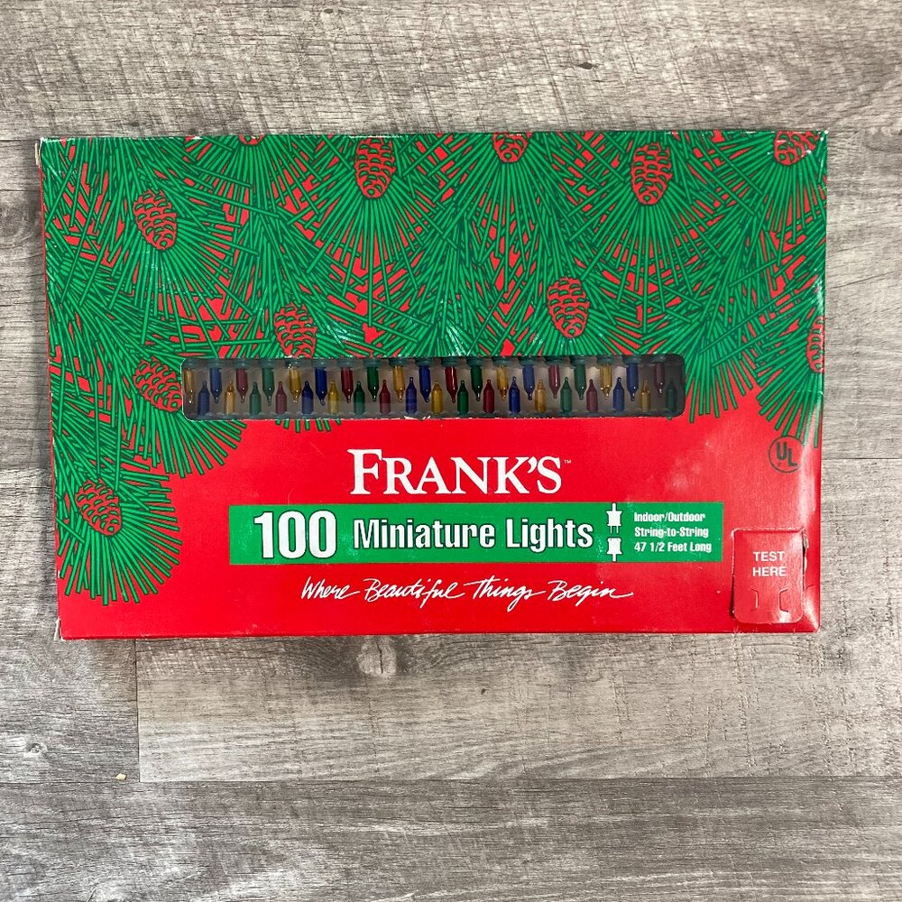 Vintage NOS Frank's 100 Multi Colored Miniature String Lights